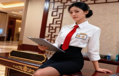 华纳万宝路公司客服前厅接待员在工位登记访客